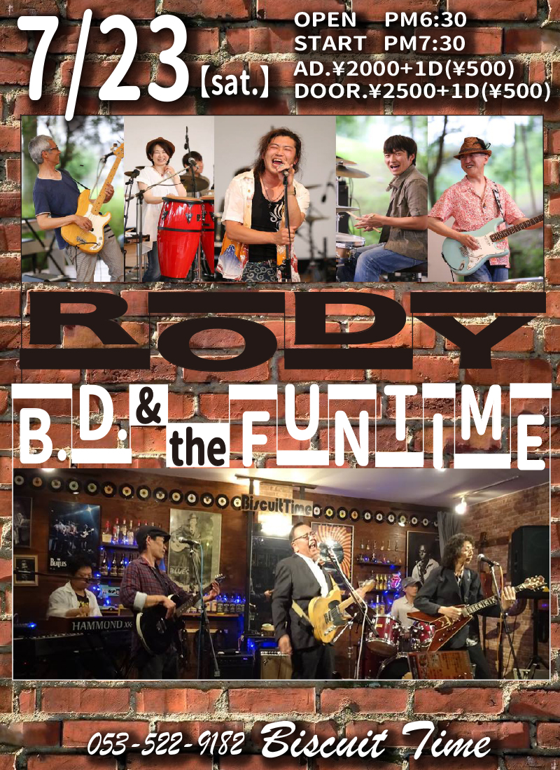 （土） 【BLUES ROCK】  RODY＆B.D.＆the FUNTIME　JOINT LIVE＠BT