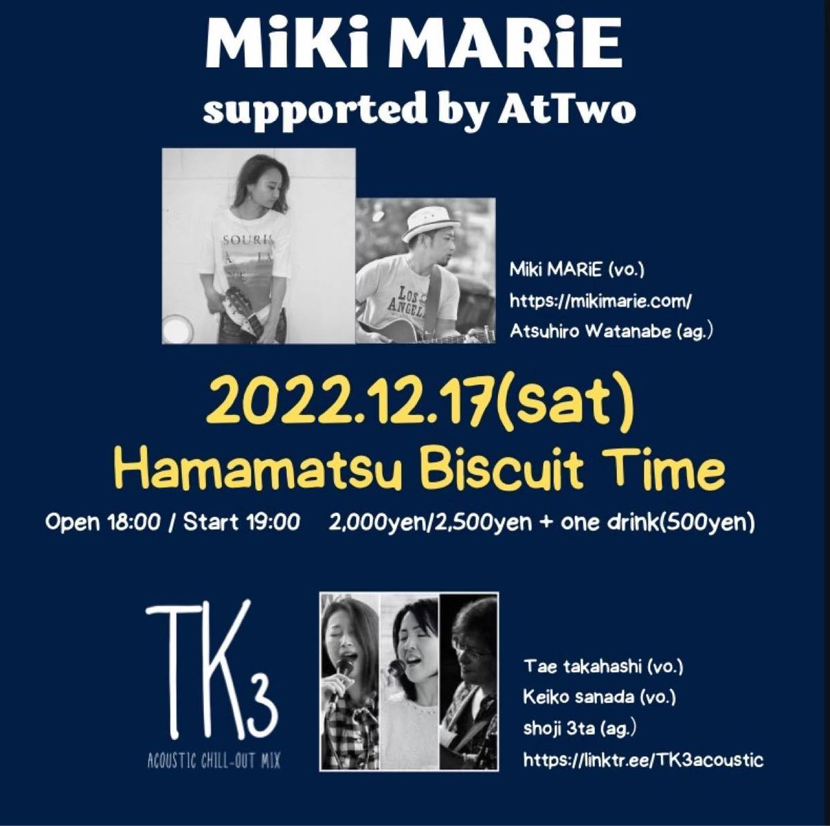 （土）  【POPS】 TK3：MiKi MARiE (ミキマリー)Saported By AtTwo ＠BT